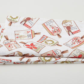 White Christmas - Tossed Tags Cream 2 Yard Cut