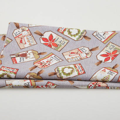 White Christmas - Tossed Tags Grey 2 Yard Cut