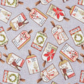 White Christmas - Tossed Tags Grey 2 Yard Cut