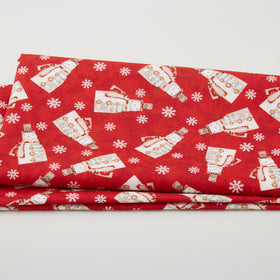 White Christmas - Musical Snowman Red 2 Yard Cut