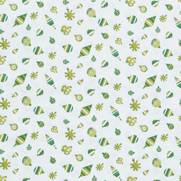 Meowy Christmas - Fa La La Ornaments Green/White 2 Yard Cut