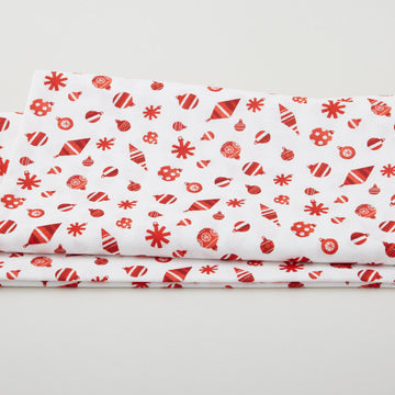 Meowy Christmas - Fa La La Ornaments Red/White 2 Yard Cut