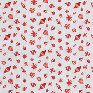 Meowy Christmas - Fa La La Ornaments Red/White 2 Yard Cut