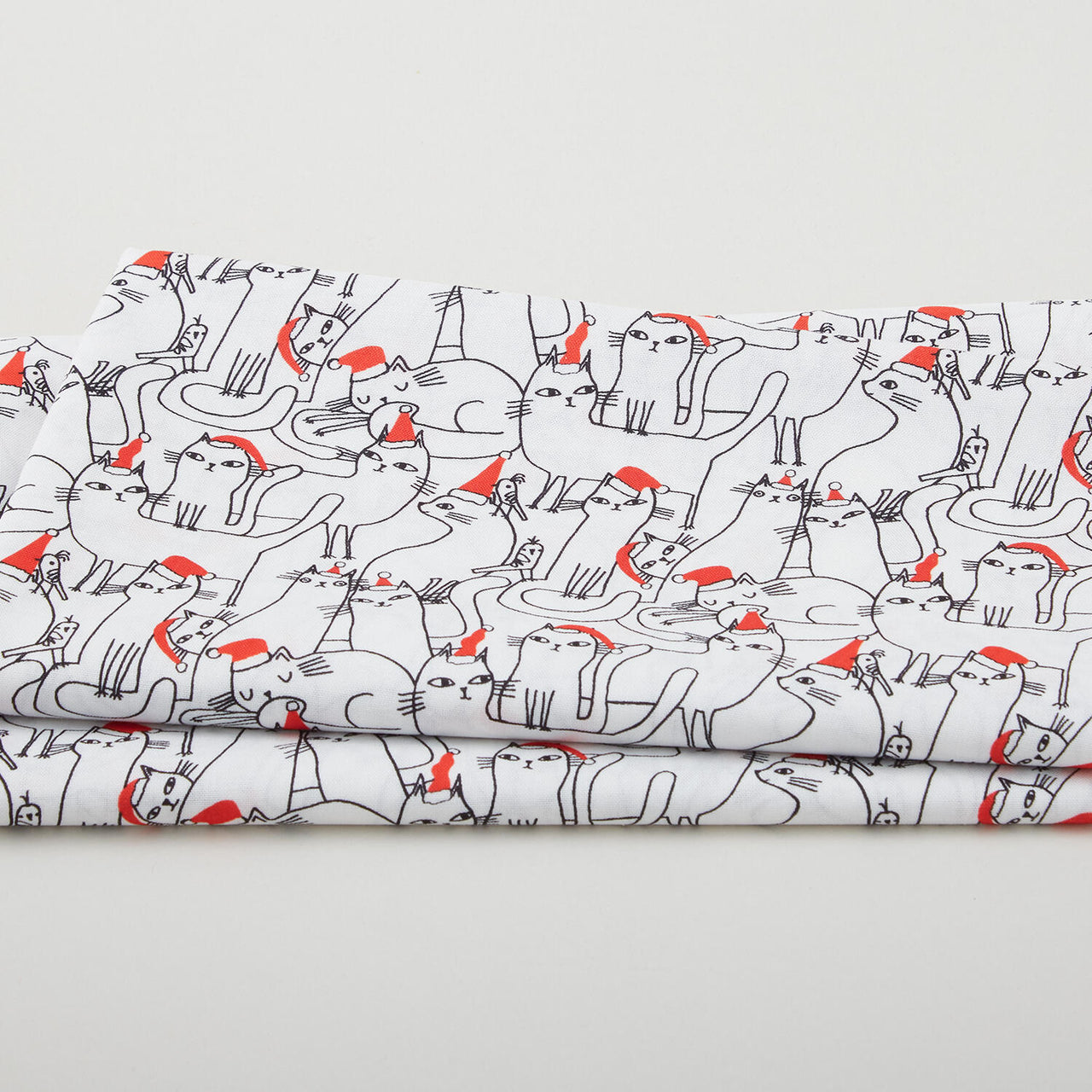 Meowy Christmas - Cats In Hats White 2 Yard Cut