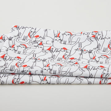 Meowy Christmas - Cats In Hats White 2 Yard Cut