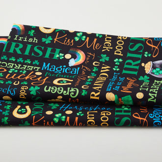 Shamrocks & Shenanigans - Lucky Words Black 2 Yard Cut