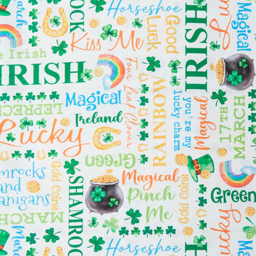 Shamrocks & Shenanigans - Lucky Words White 2 Yard Cut