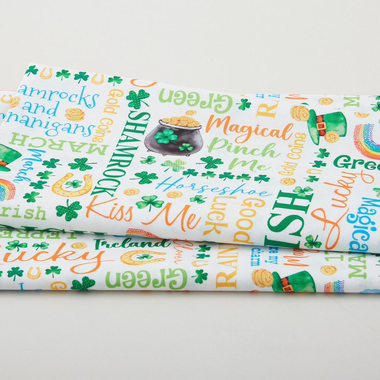 Shamrocks & Shenanigans - Lucky Words White 2 Yard Cut
