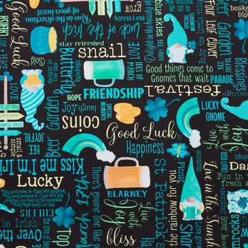 Luck of the Gnomes - Lucky Words Black 2 Yard Cut