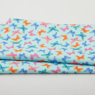 Love Grows Here - Butterflies & Dots Aqua 2 Yard Cut