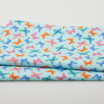 Love Grows Here - Butterflies & Dots Aqua 2 Yard Cut