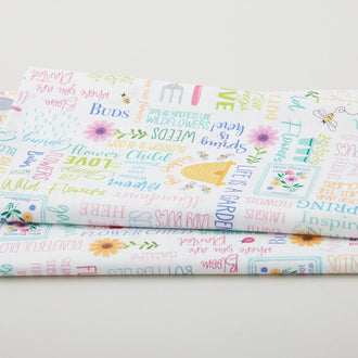 Love Grows Here - Blossom & Bloom Words White 2 Yard Cut