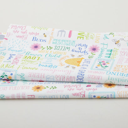 Love Grows Here - Blossom & Bloom Words White 2 Yard Cut