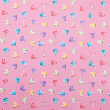 Fairytale Dreams - Bejeweled Hearts Pink 2 Yard Cut