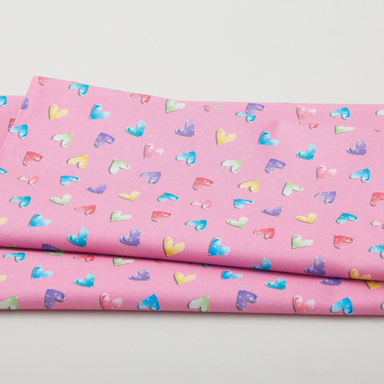 Fairytale Dreams - Bejeweled Hearts Pink 2 Yard Cut