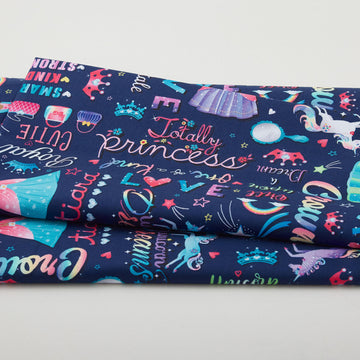 Fairytale Dreams - Fairytale Words Navy 2 Yard Cut