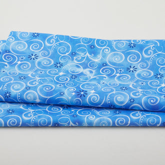 Fairytale Dreams - Dazzling Swirls Dark Blue 2 Yard Cut