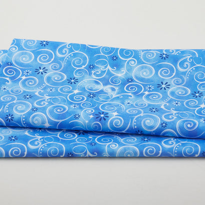 Fairytale Dreams - Dazzling Swirls Dark Blue 2 Yard Cut