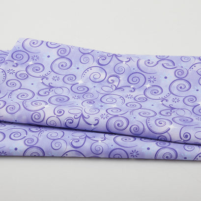 Fairytale Dreams - Dazzling Swirls Purple 2 Yard Cut