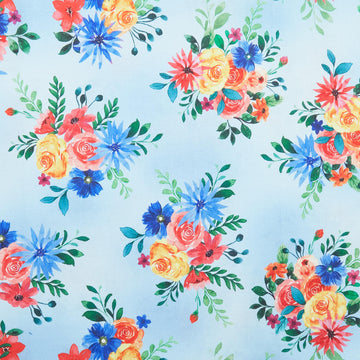 Farmers' Market - Flower Bouquets Light Blue 2 Yard Cut