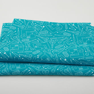 Happy Notes 108" Wide - Happy Quilting Teal 108" 3 Yard Cut