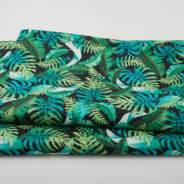 Paradise 108" Wide - Leaves of Paradise Black 3 Yard Cut