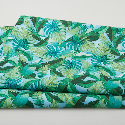 Paradise 108" Wide - Leaves of Paradise Blue/Green 3 Yard Cut