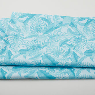 Paradise 108" Wide - Leaves of Paradise Light Blue 3 Yard Cut