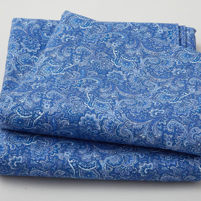April's Garden - Khanti Paisley Blue 108" 3 Yard Cut