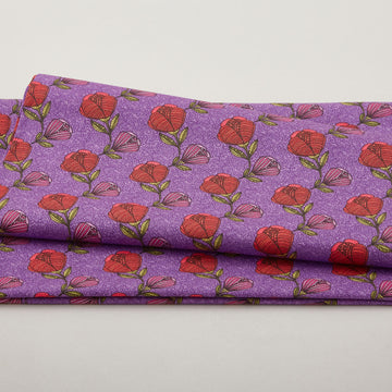 Alluring Peacock - Pebble Floral Purple 2 Yard Cut