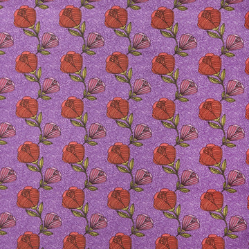 Alluring Peacock - Pebble Floral Purple 2 Yard Cut