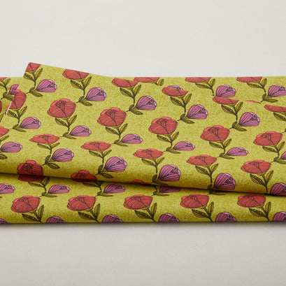 Alluring Peacock - Pebble Floral Lime 2 Yard Cut