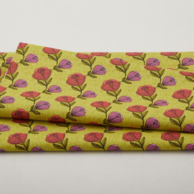 Alluring Peacock - Pebble Floral Lime 2 Yard Cut