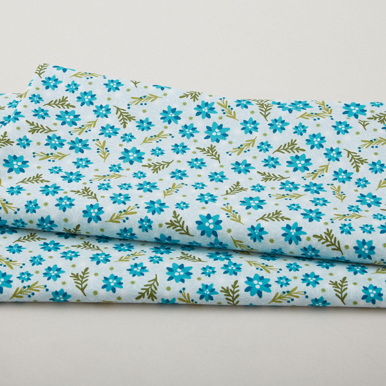 Snow Fall - Christmas Roses Aqua 2 Yard Cut
