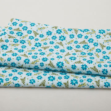 Snow Fall - Christmas Roses Aqua 2 Yard Cut