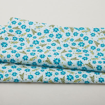 Snow Fall - Christmas Roses Aqua 2 Yard Cut