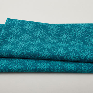 Snow Fall - Amaryllis Teal 2 Yard Cut