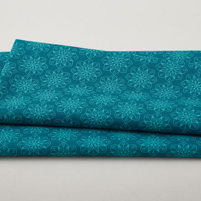 Snow Fall - Amaryllis Teal 2 Yard Cut