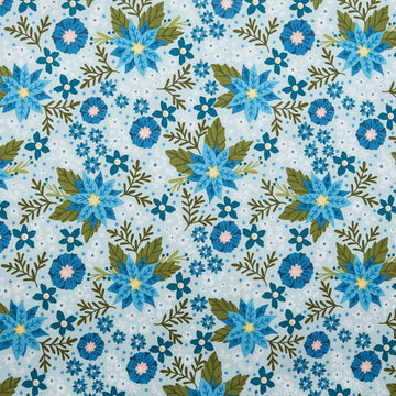 Snow Fall - Frost Flowers Aqua 2 Yard Cut
