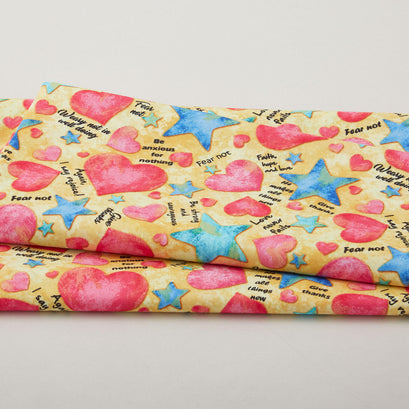 UpWords - Hearts and Stars Yellow 2 Yard Cut