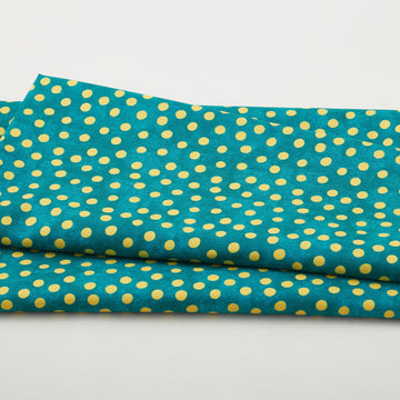 Christmas Spirit - Dot Splendor Teal/Gold 2 Yard Cut