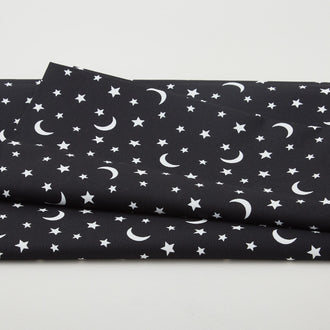 Black & Boo Favorites - Glow in the Dark Little Stars & Moons Black 2 Yard Cut