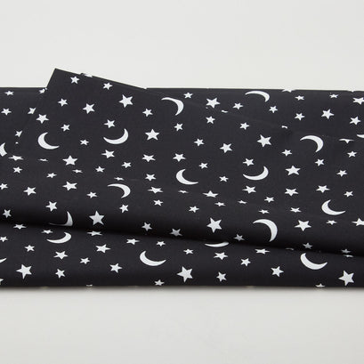 Black & Boo Favorites - Glow in the Dark Little Stars & Moons Black 2 Yard Cut