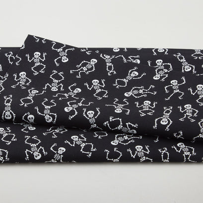 Black & Boo Favorites - Glow in the Dark Little Skeletons Black 2 Yard Cut