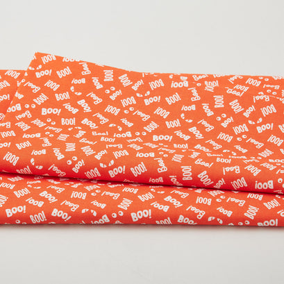 Black & Boo Favorites - Glow in the Dark Say Boo Orange 2 Yard Cut