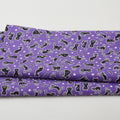 Black & Boo Favorites - Glow in the Dark Scaredy Cats Purple 2 Yard Cut