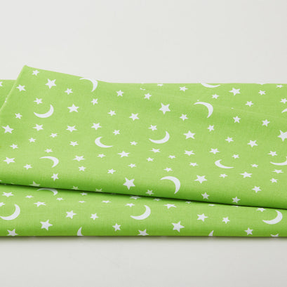 Black & Boo Favorites - Glow in the Dark Little Stars & Moons Green 2 Yard Cut