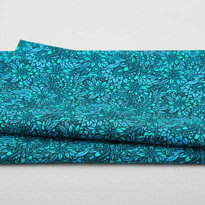 Gratitude and Grace - Peaceful Garden Teal 2 Yard Cut