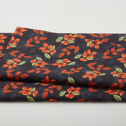 Harvest Gathering - Harvest Gathering Leaves Black 2 Yard Cut