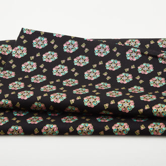 Shangri-La - Medallion Burst Metallic Black/Multi 2 Yard Cut